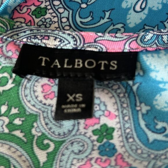 Talbots Colorful Paisley Bell Sleeve V Neck Back Top Size XS - Picture 6 of 10